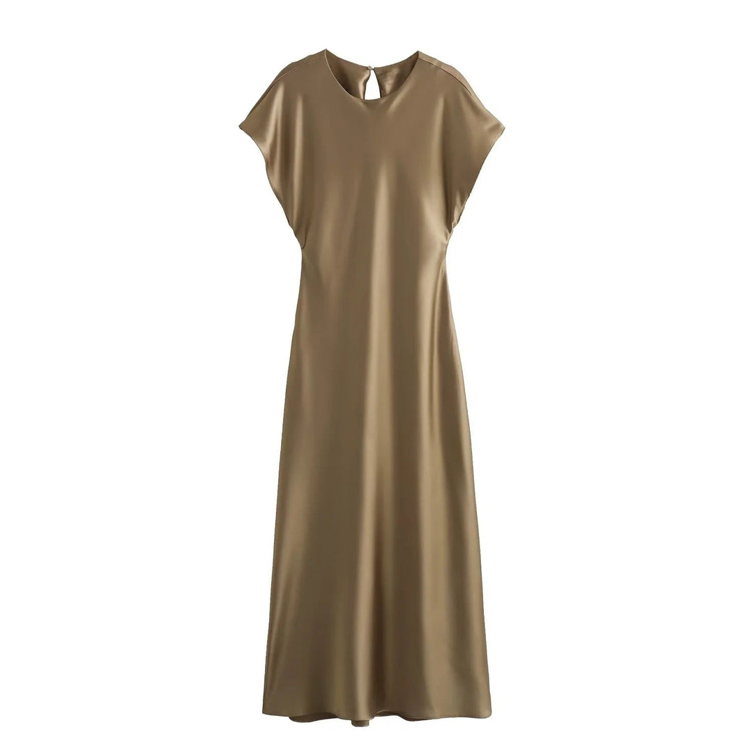 Levoire | Éblouissante robe midi sans manches à finition satinée Braun