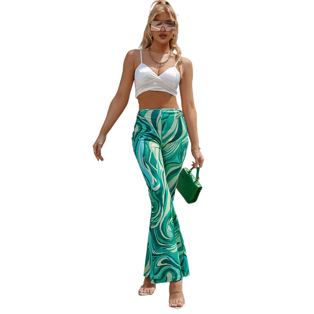 Pantalons palazzo larges pour femmes avec motif vague tendance Levoire