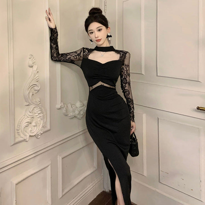 Levoire | Robe dos nu Nouvelle combinaison de dentelle Robe dos nu Noir