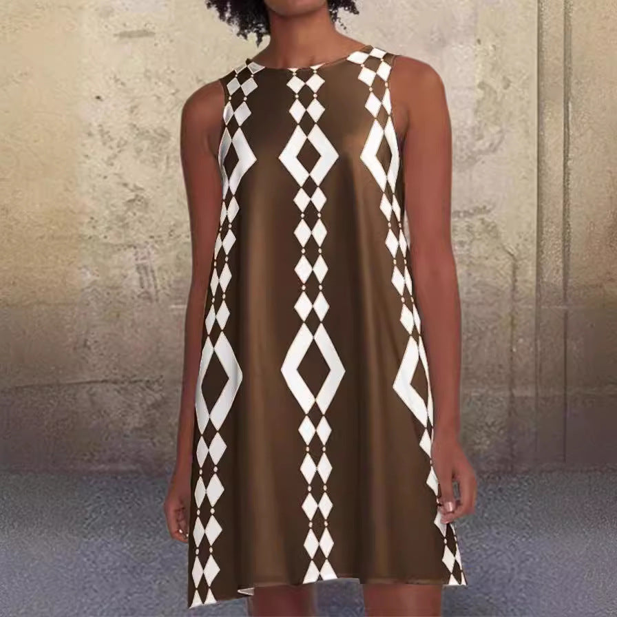 Levoire | Jupes mi-longue A-line sans manches imprimée élégante