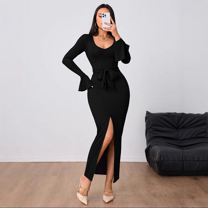 Robe femme avec décolleté en V et manches évasées Levoire