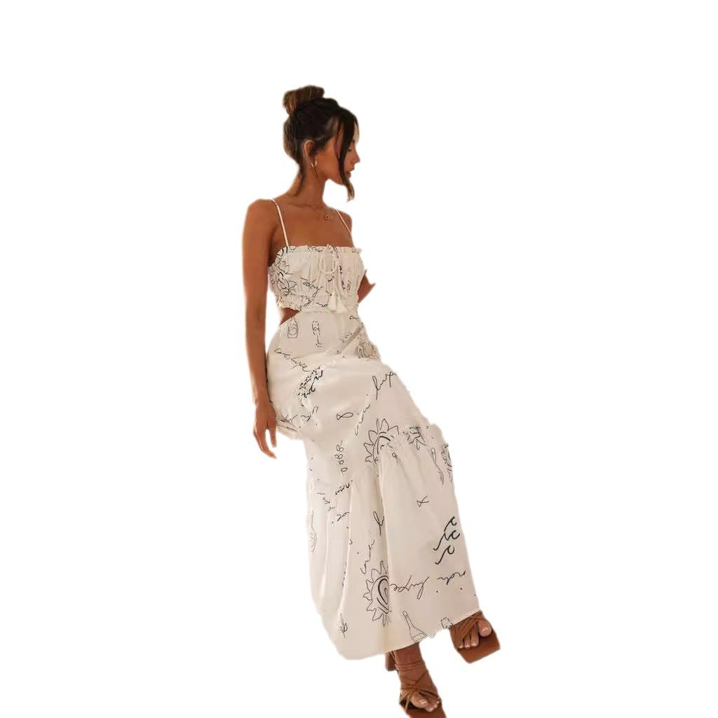 Robe maxi pour femmes avec bretelles réglables et corsage élastique Levoire
