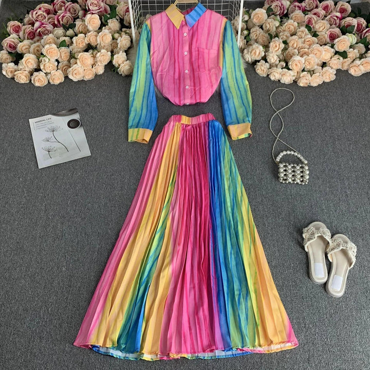 Levoire | Chemise à col montant, manches longues et jupe taille haute en deux parties Rosa Taille libre