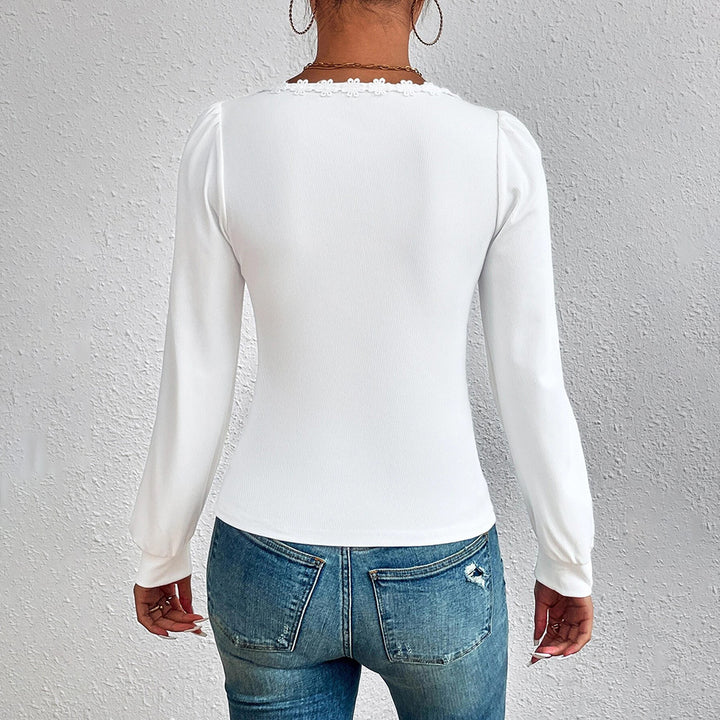 Chemise à manches longues pour femme avec décoration en volants élégante et coupe ajustée Levoire
