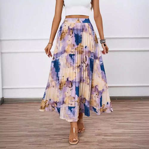 Jupe maxi pour femmes avec détails plissés et design floral Levoire