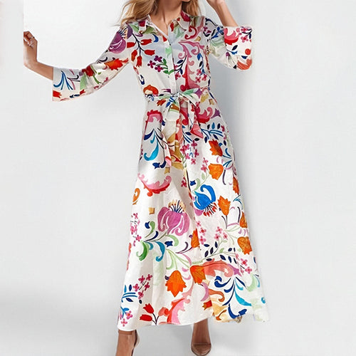Robe maxi femme avec motif floral et fente haute Levoire