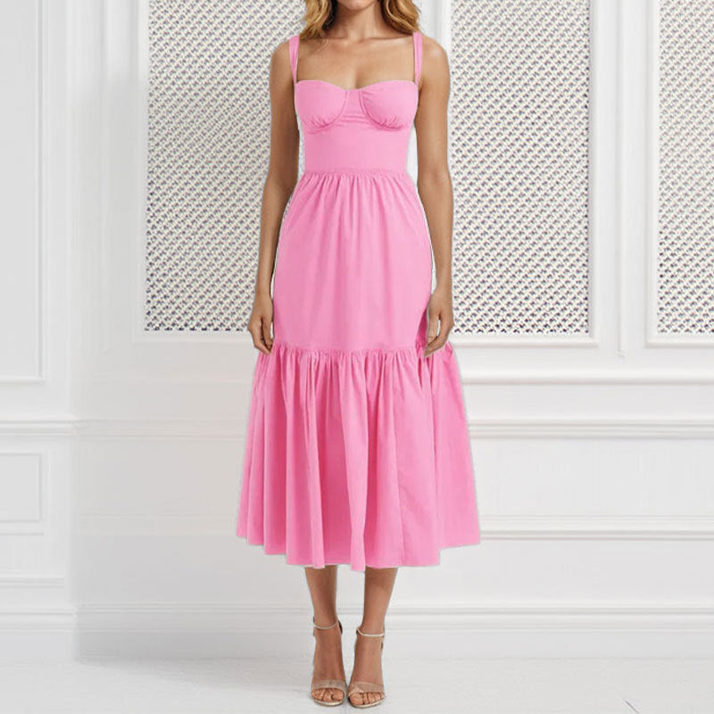 Robe à fleurs pour femmes avec ourlet à volants et fines bretelles Levoire