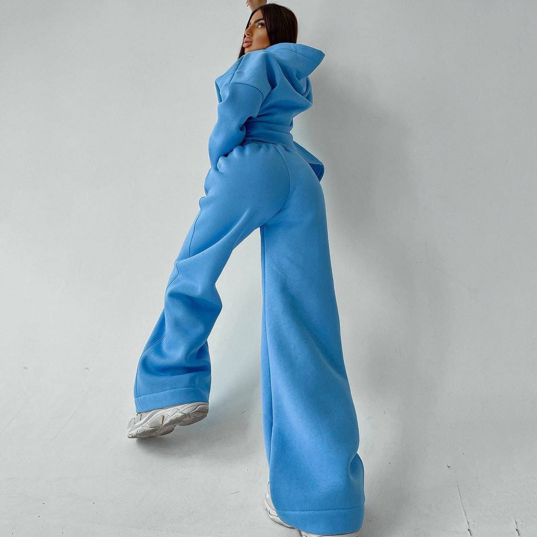 Levoire | T-shirt à capuche confortable avec poches Ensemble deux pièces Bleu