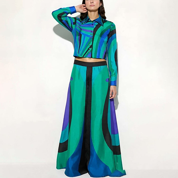 Ensemble pour femmes élégant à deux pièces avec crop top et jupes maxi Levoire