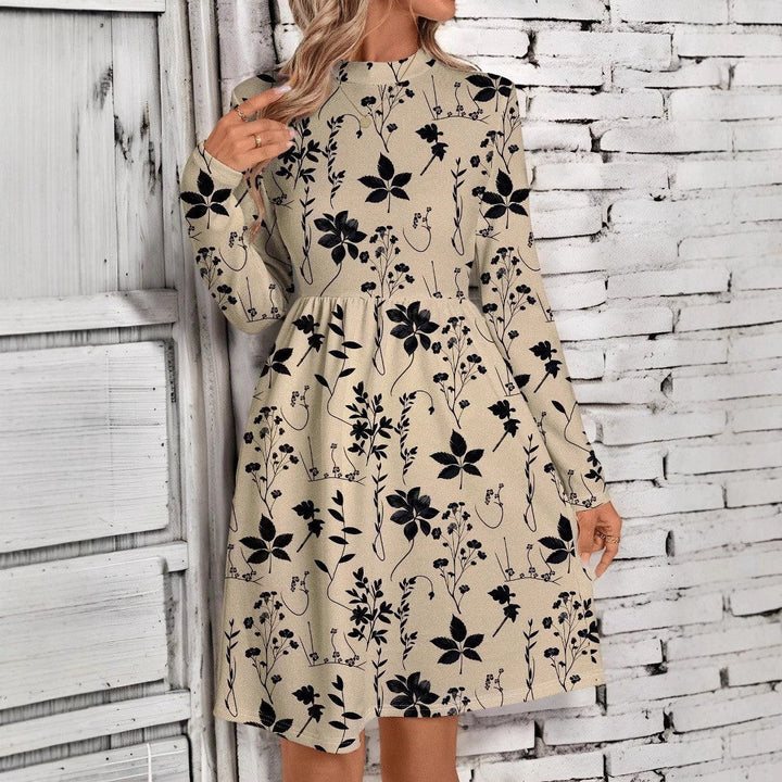 Levoire | Robe à manches longues à bordure florale élégante Abricot