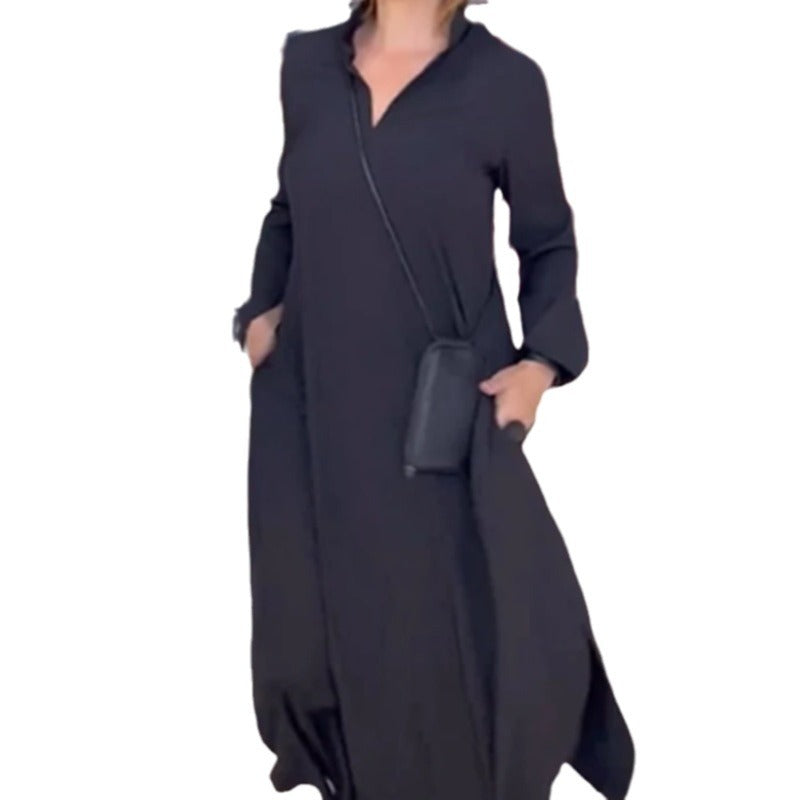 Robe maxi femme avec un col élégant et un design de poche pratique Levoire