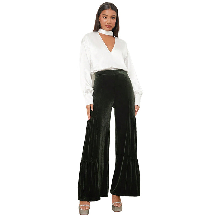 Pantalons larges en velours pour femmes avec détails froncés Levoire
