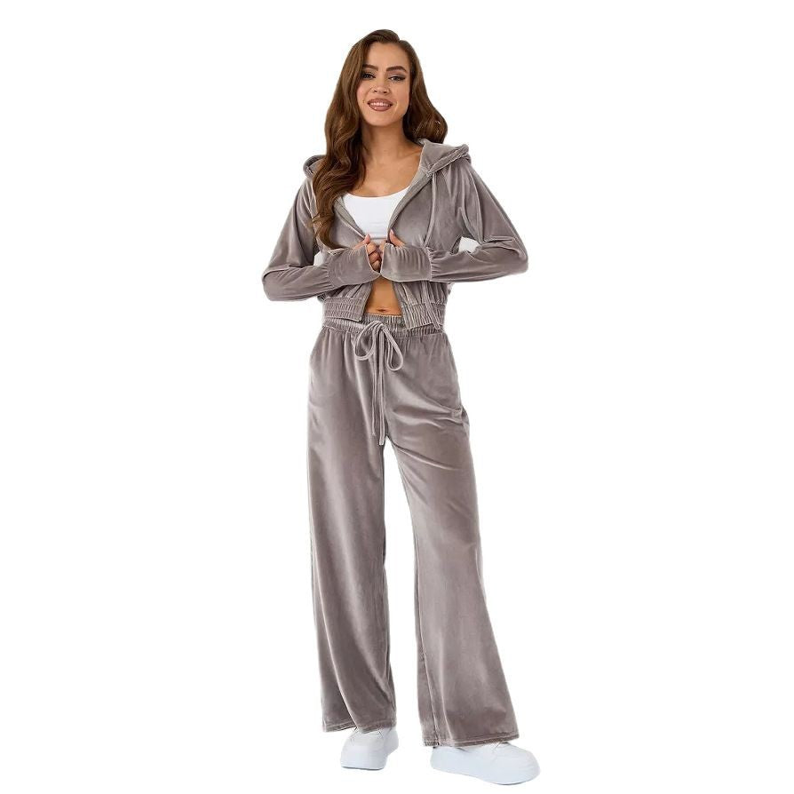 Levoire | Confortable Hopeafox-Velours-Hoodie-Couleur-Pantalon-Set