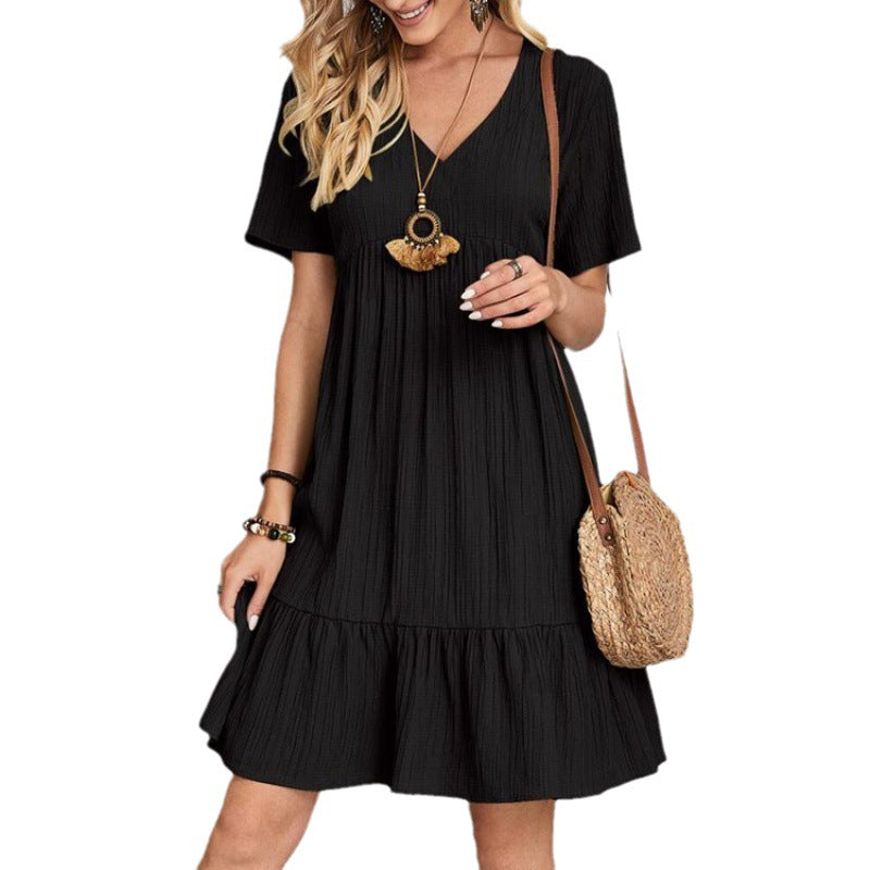 Levoire | Rento Large Robe à Manches Courtes avec Taille Froncée et Tissu Flottant