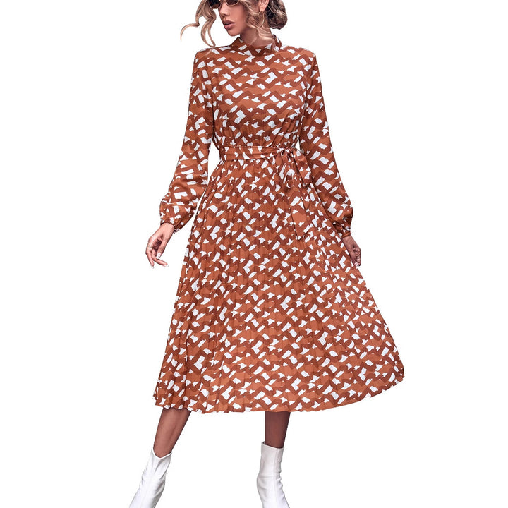 Robe midi pour femmes avec détails en volants et motif créatif Levoire