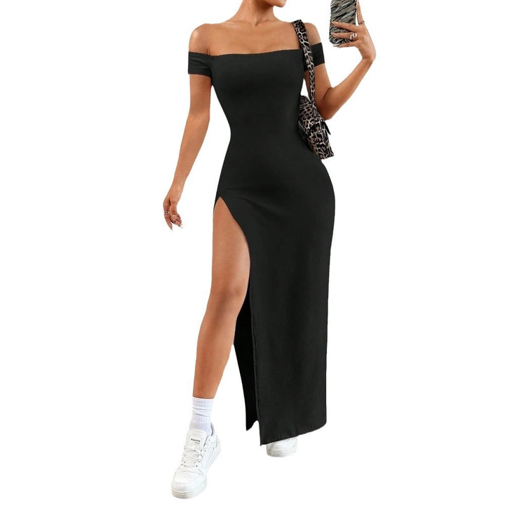 Robe maxi femme avec découpe épaule dénudée et fente haute Levoire