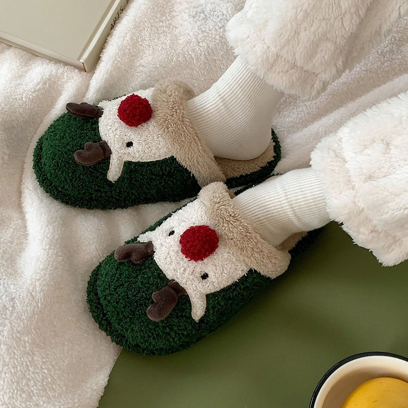 Levoire | Amusant Épais Chaud Chaussons Imprimé Renne Pour Femmes