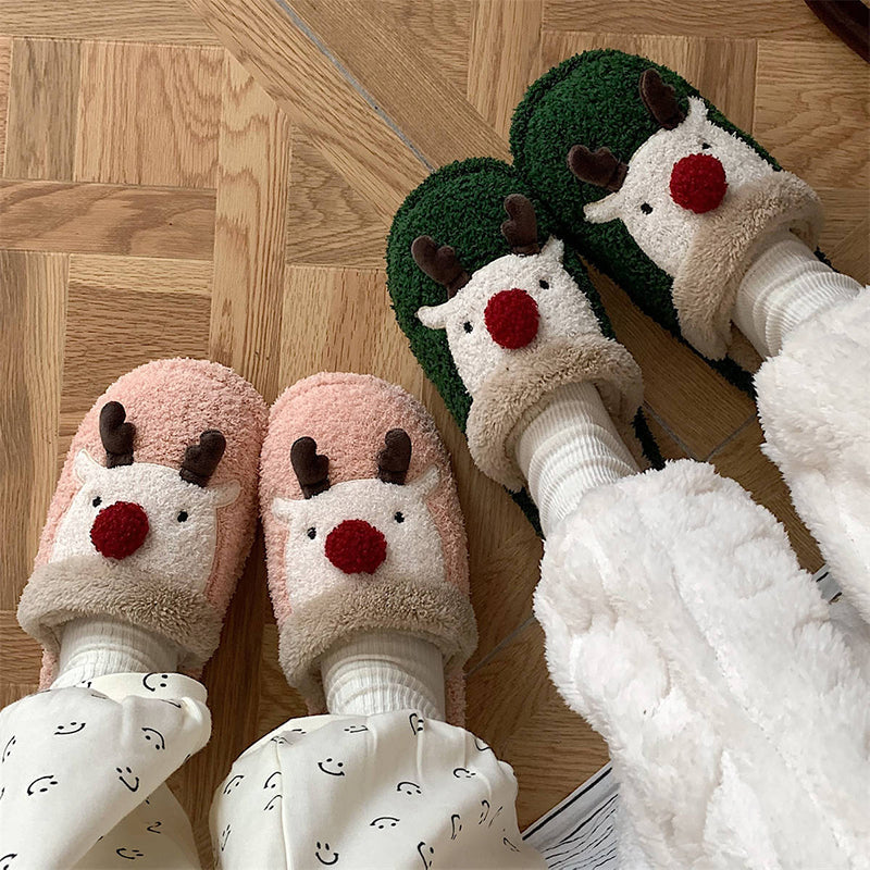 Levoire | Amusant Épais Chaud Chaussons Imprimé Renne Pour Femmes