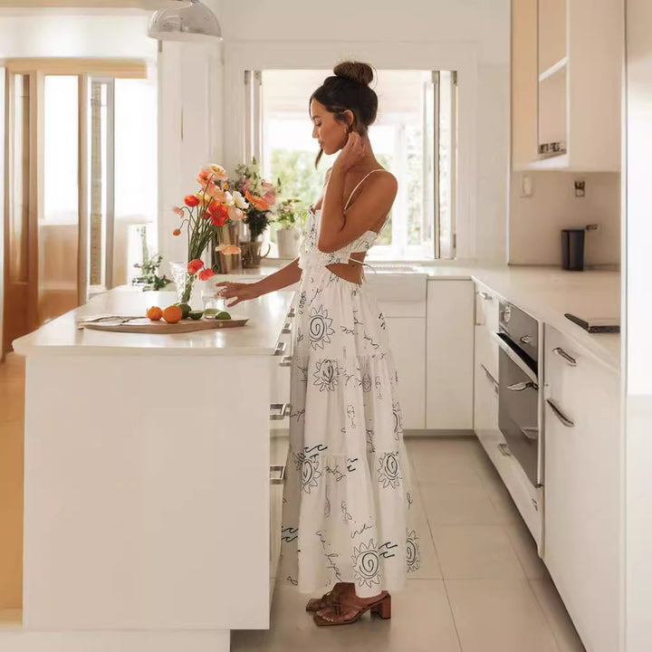 Robe maxi pour femmes avec bretelles réglables et corsage élastique Levoire