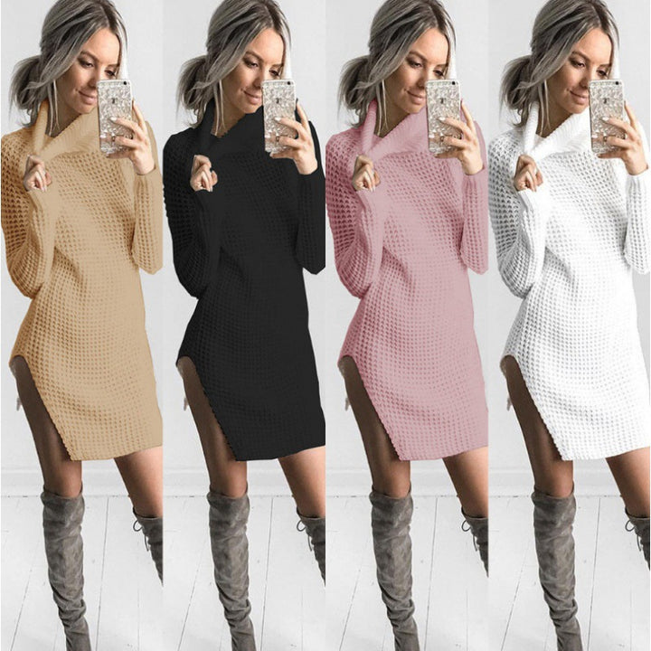 Pull en maille pour femme avec col haut et fente latérale Levoire