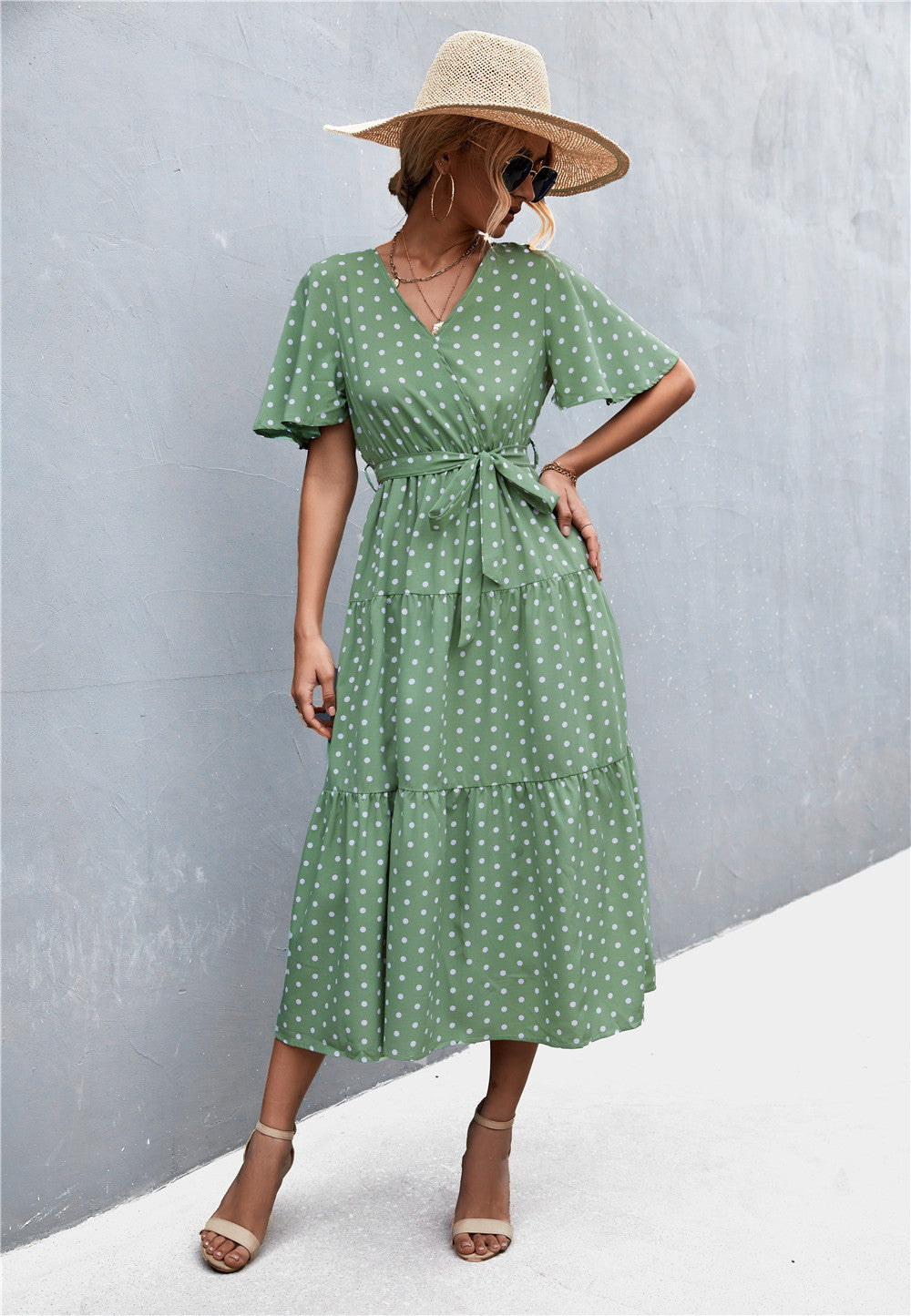 Robe midi femme avec motif floral et lien de taille ajustable Levoire