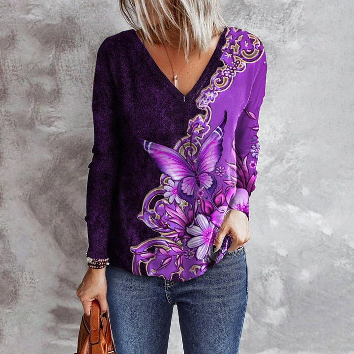 Levoire | Chemise tendance avec impression de papillon Violet