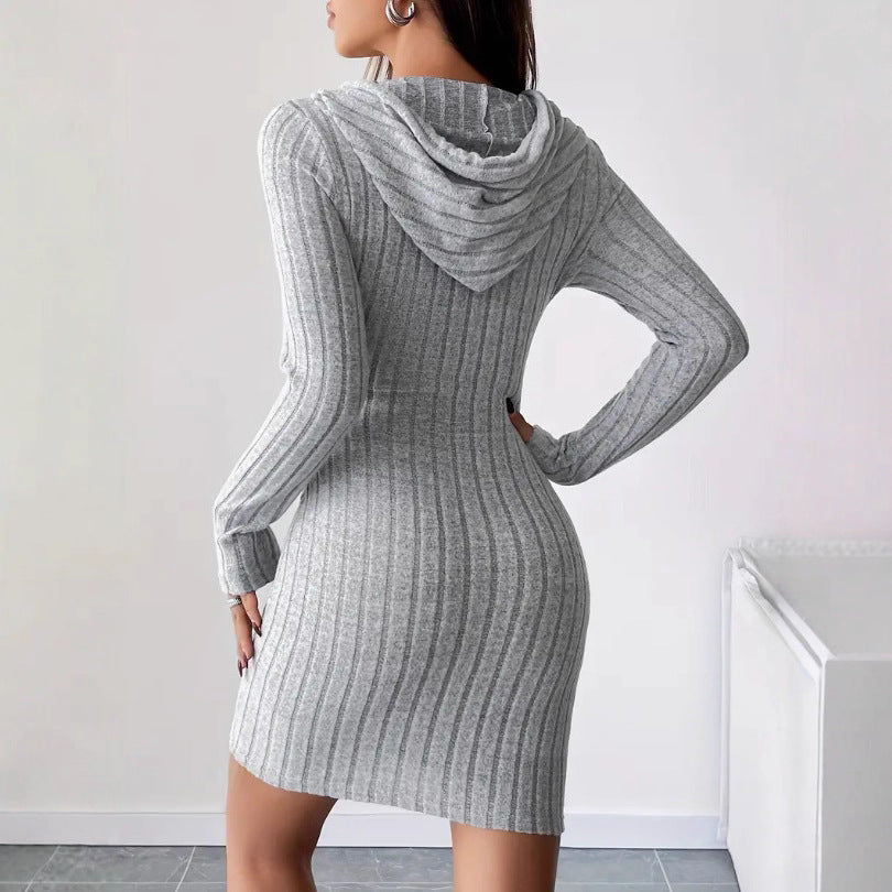 Robe sweatshirt à capuche pour femmes avec design rayé Levoire