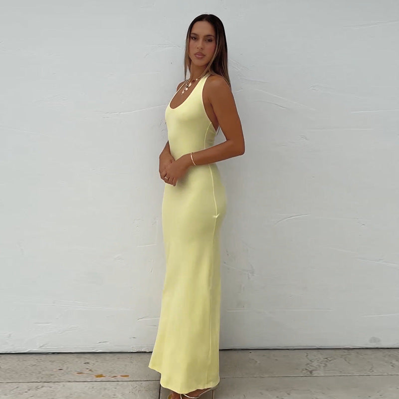 Robe Maxi Élégante pour Femme avec Slim Fit et Décolleté Profond à l'Arrière Levoire