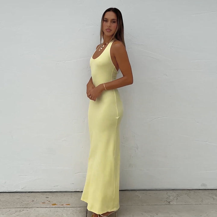 Robe Maxi Élégante pour Femme avec Slim Fit et Décolleté Profond à l'Arrière Levoire