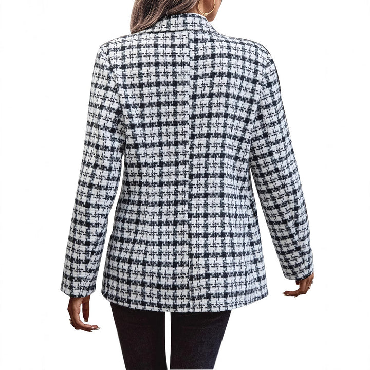 Veste blazer à carreaux pour femmes avec fermeture à double bouton et coupe décontractée Levoire