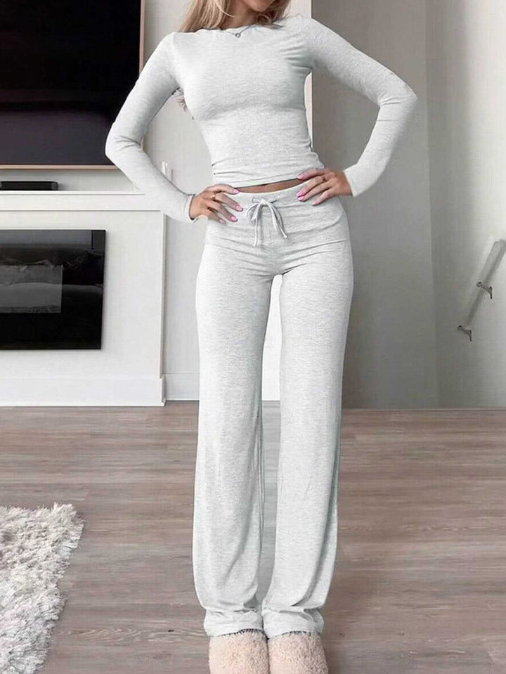 Levoire | Confortable Longue manche-Casual-Accessoire de mode-Duo pièce-Set Gris clair