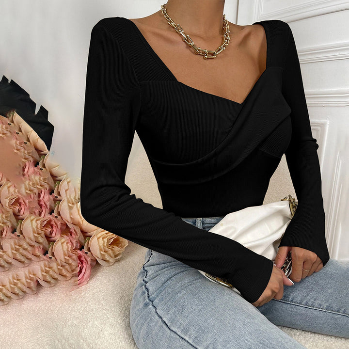 Bodysuit pour femmes à manches longues avec design enveloppant décoratif Levoire