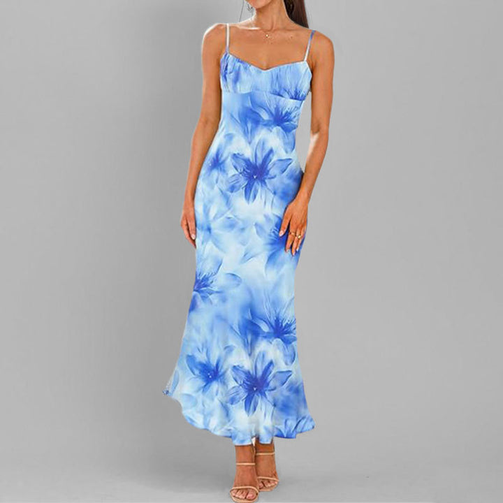 Robe Maxi Élegante pour Femmes avec Fines Bretelles et Dégradé Fantaisiste Levoire