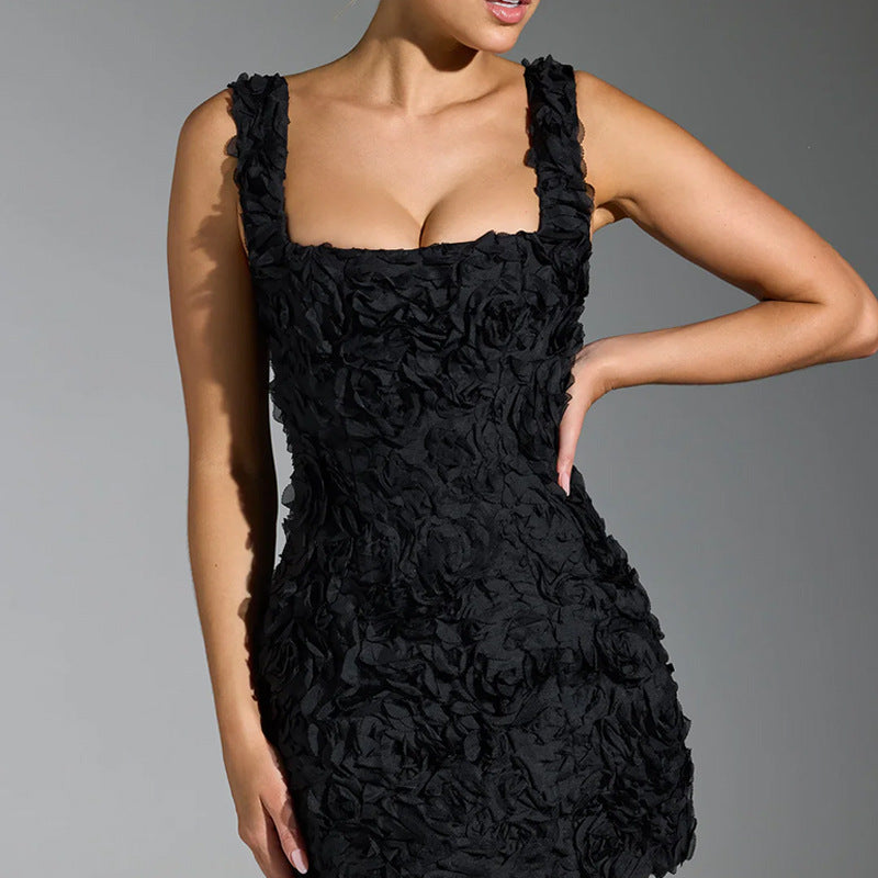 Levoire | Trendikini Sans Manches Mini Robe avec Ceinture à Nouer noir