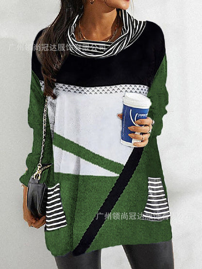 Levoire | Chemise à poche à col en pile imprimé élégante Vert