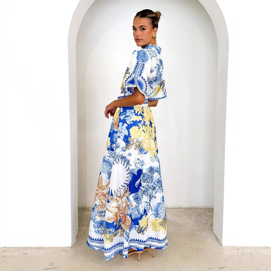 Robe maxi femme avec motif floral et ceinture à la taille Levoire