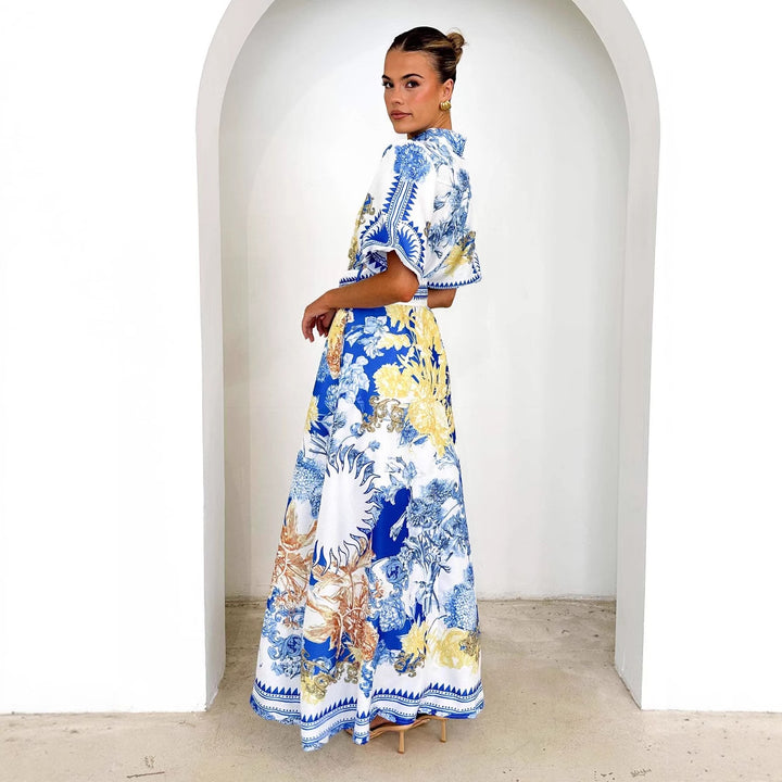 Robe maxi femme avec motif floral et ceinture à la taille Levoire