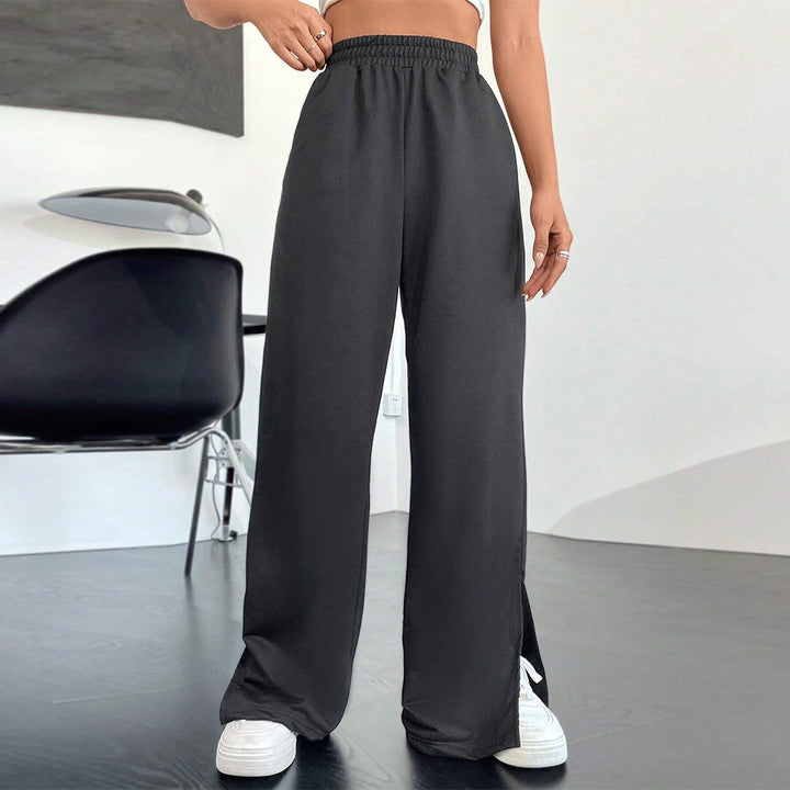 Pantalons satinés larges pour femmes avec taille élastique et fentes latérales Levoire