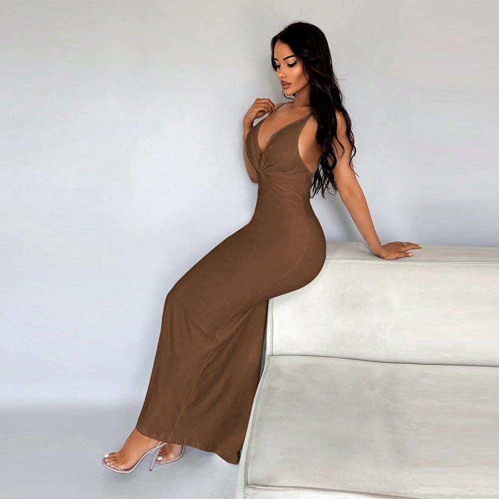 Robe maxi pour femme avec décolleté en V profond et coupe étroite Levoire