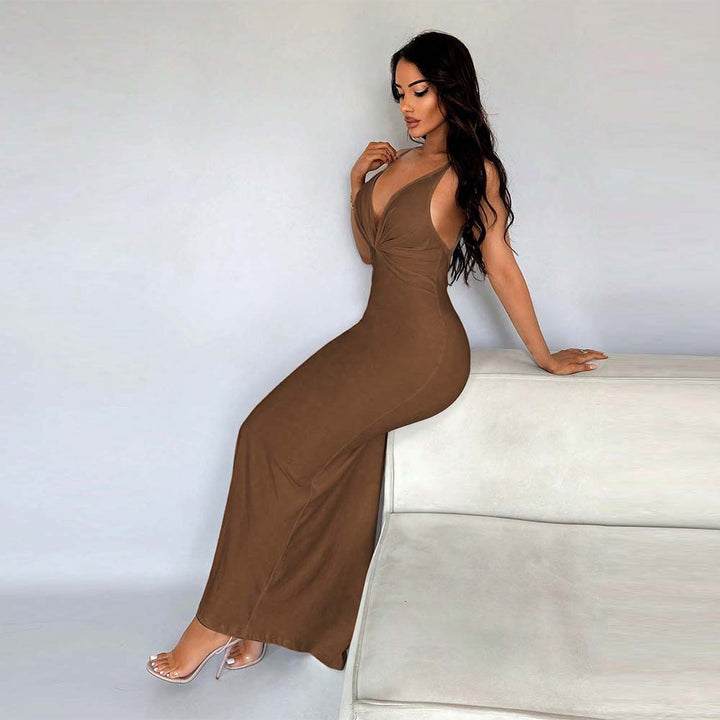Robe maxi pour femme avec décolleté en V profond et coupe étroite Levoire