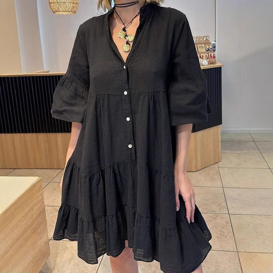 Robe chemise pour femmes avec des détails de volants volumineux Levoire