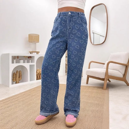 Jeans pour femmes à coupe décontractée avec motif floral Levoire