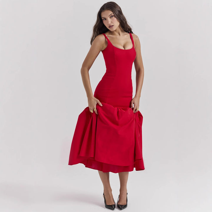 Robe maxi glamour pour femmes avec jupe évasée et haut ajusté Levoire