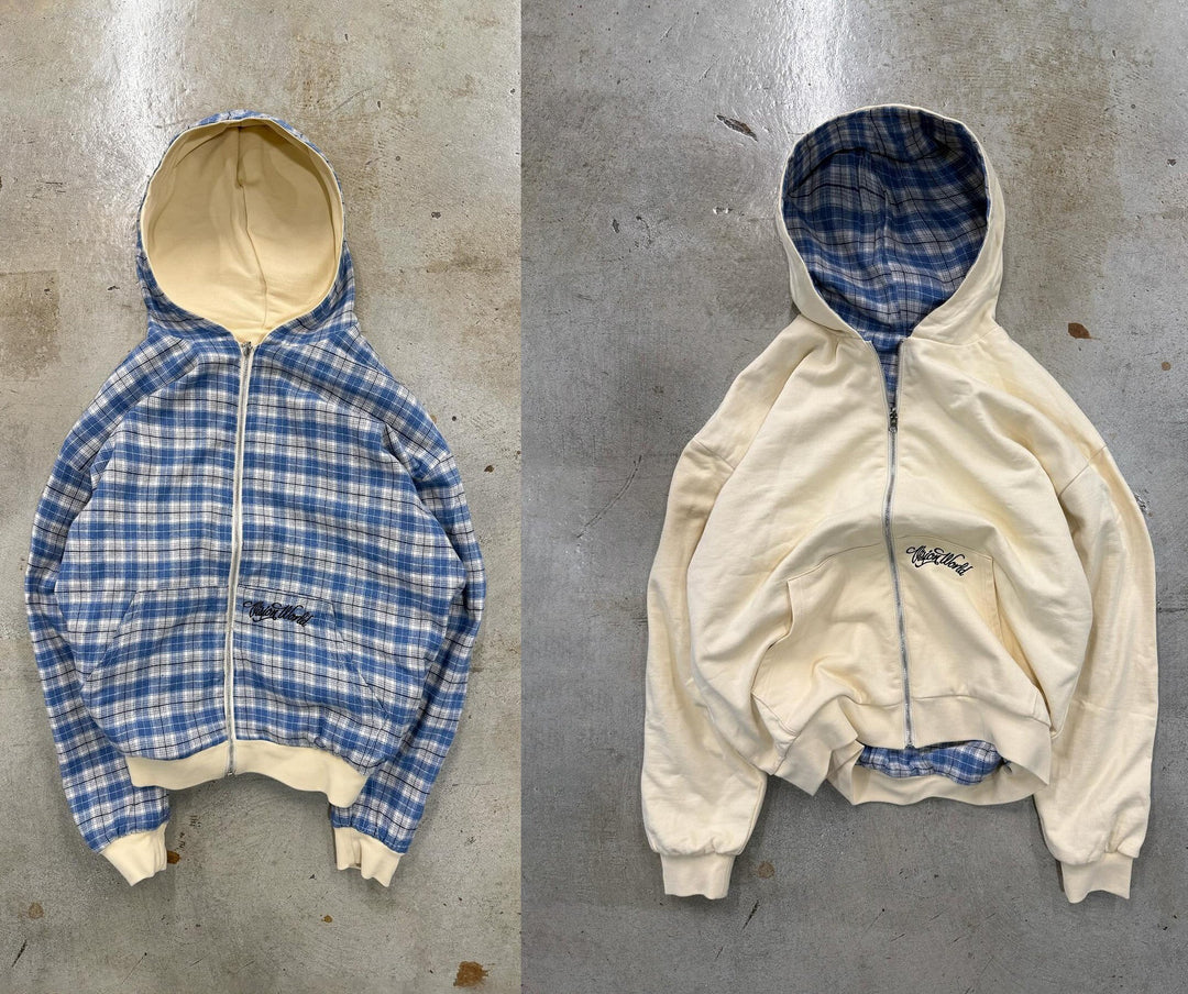 Veste à capuche à motif à carreaux décontractée pour femmes avec double zip Levoire
