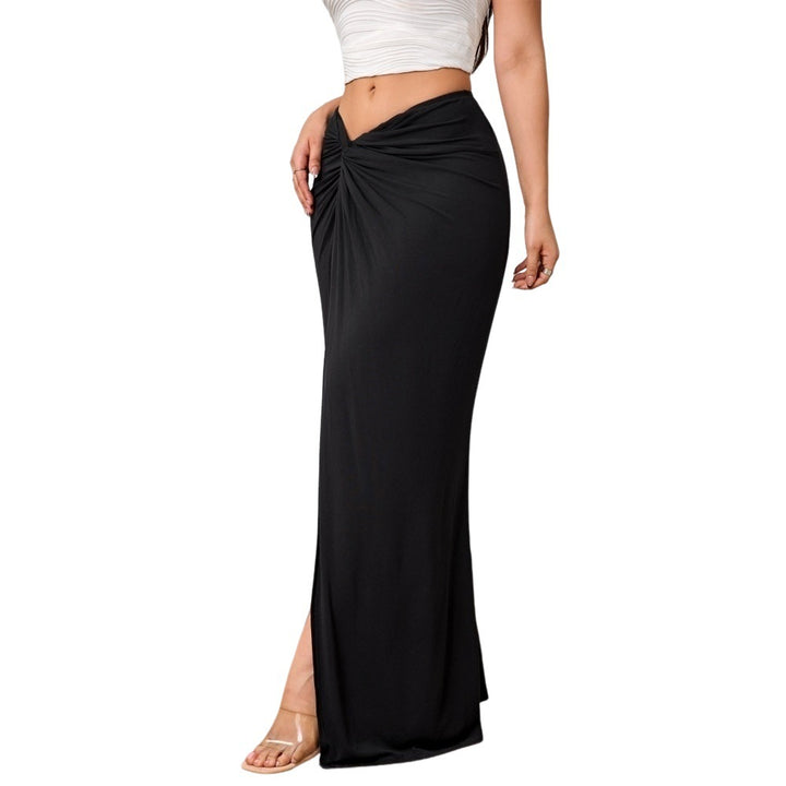 Jupe maxi élégante pour femmes avec des drapés sophistiqués et une fente haute Levoire