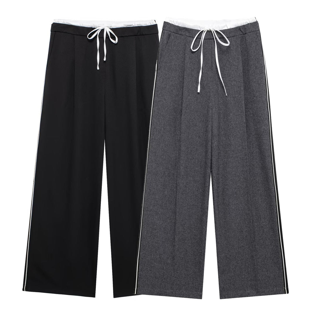 Levoire | unique layered double belt long trousers