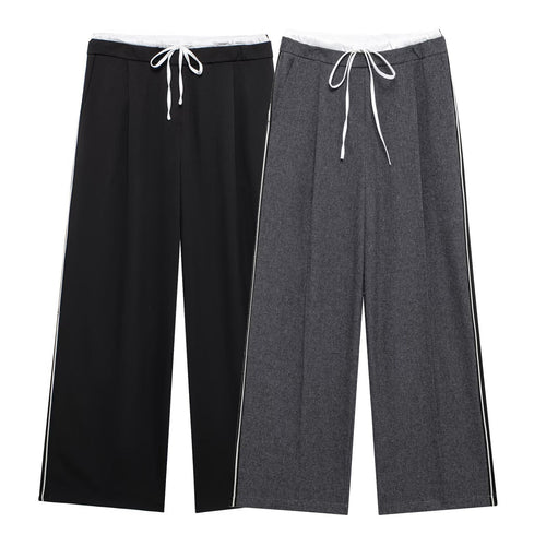 Levoire | unique layered double belt long trousers