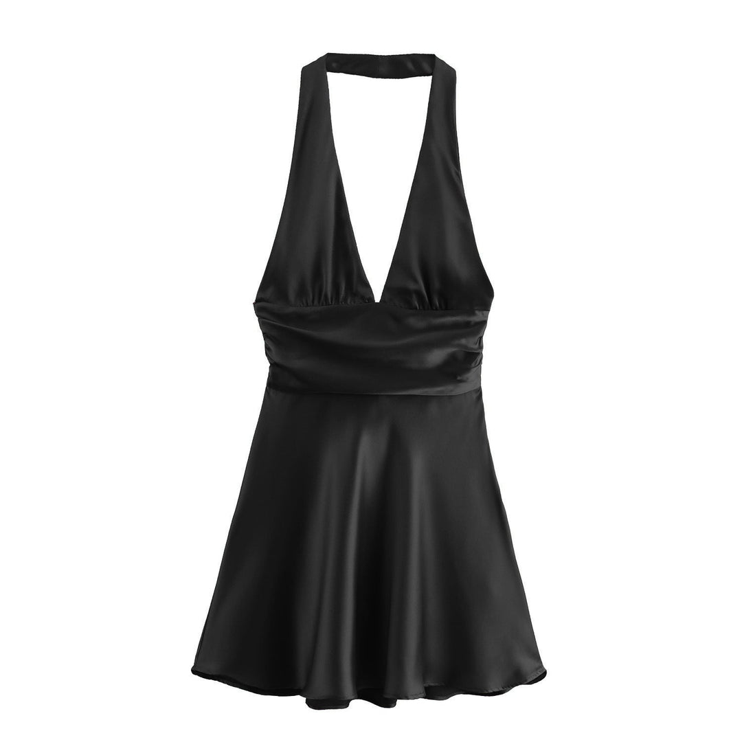 Levoire | Robe halterneck en soie de luxe d'été noir