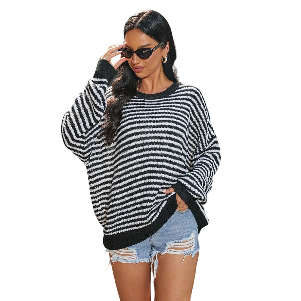 Pull oversized rayé pour femmes avec coupe large et design décontracté Levoire