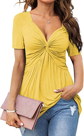 Levoire | Pull en tricot uni décontracté Jaune